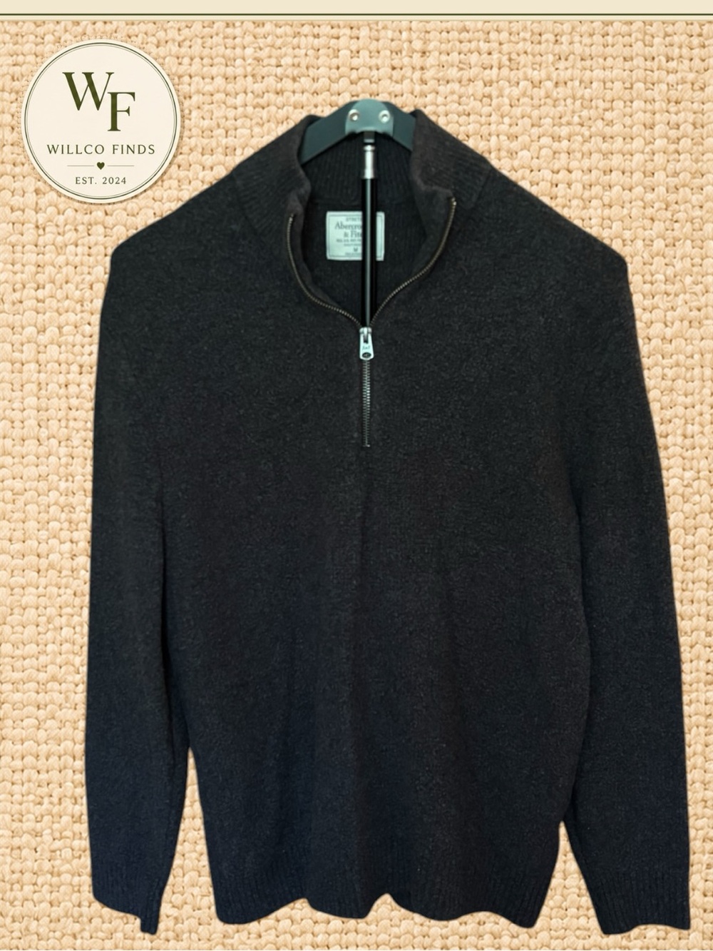 Abercrombie & Fitch Men’s M Quarter Zip Knit Sweater Charcoal - Older Label